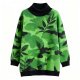 Women's Green Camo Leaf Turtleneck Sweater - Edgy Casual Knit Top