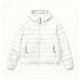 Women's White Palm Leaf Hidden Print Puffer Jacket - Minimalist Elegant Winter Coat