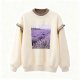 Women's Pastel Lavender Field Print Relaxed Fit Sweatshirt