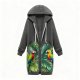 Women's Tropical Parrot & Palm Leaf Print Long Fleece Hoodie